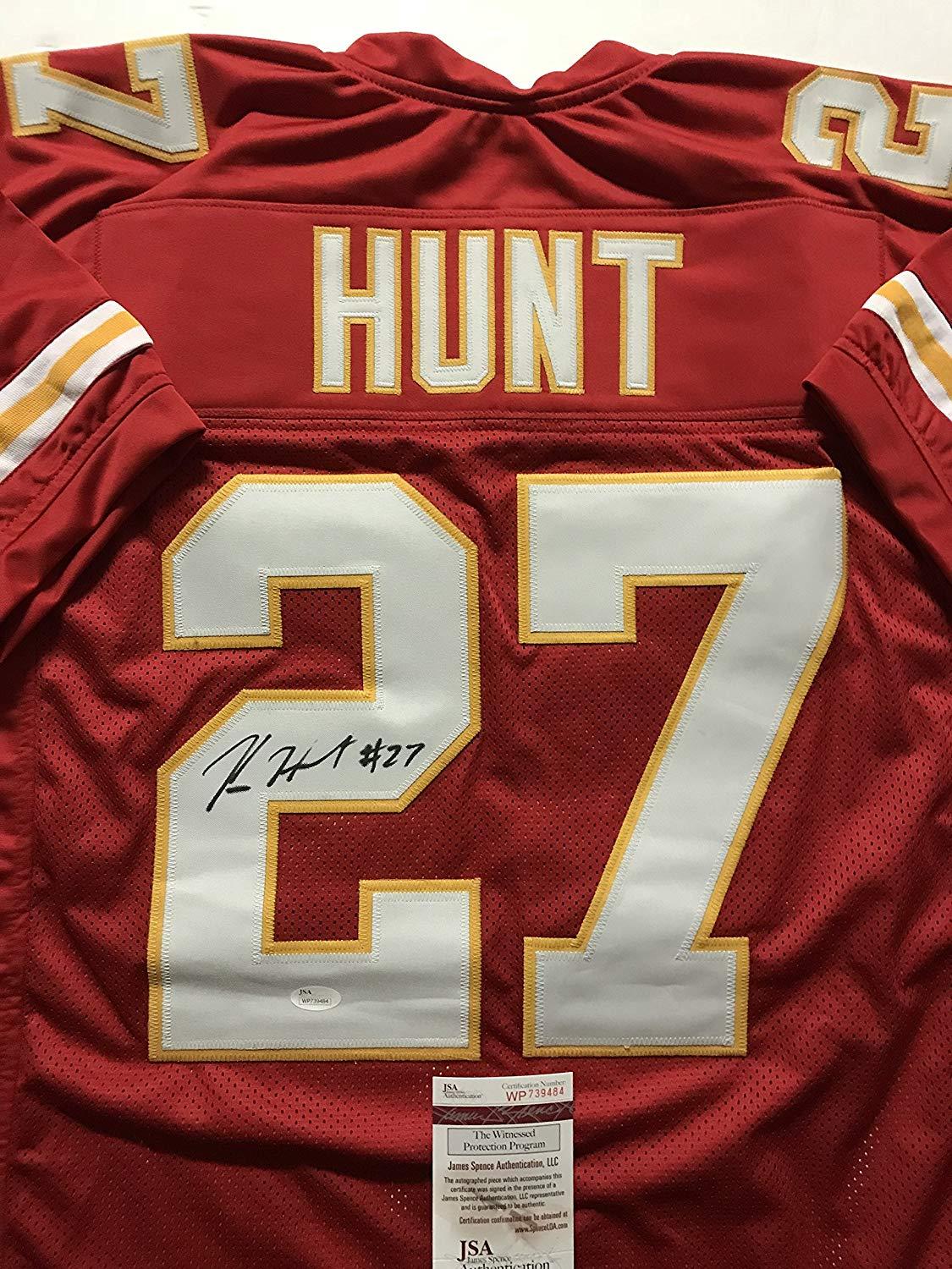 Autographed/Signed Kareem Hunt Kansas City Red Football Jersey JSA COA