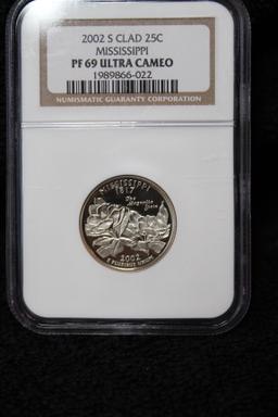 2002 S Clad Mississippi State Quarter PF 69 ULTRA CAMEO NGC