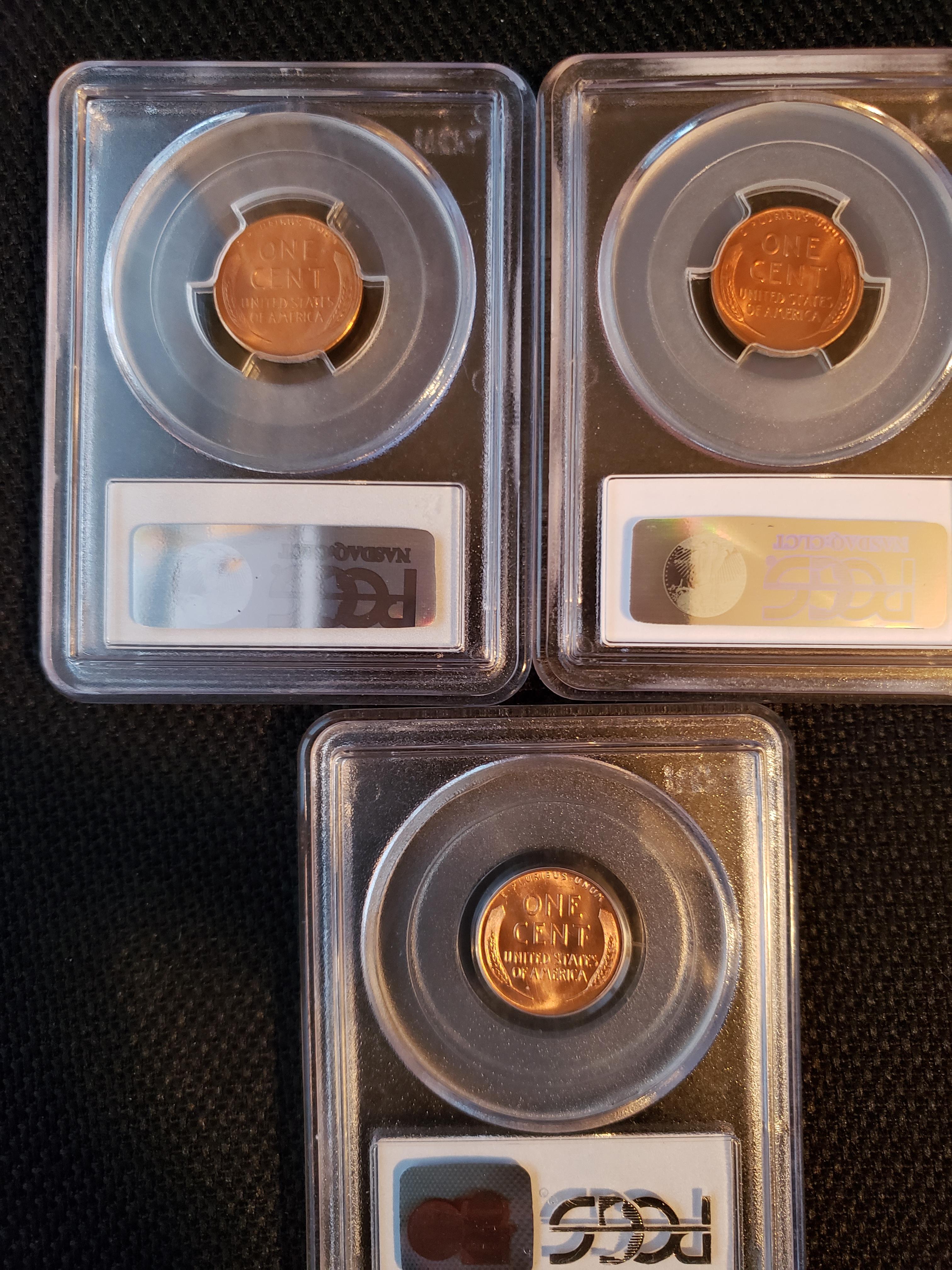 1947-1947D-1947S Lincoln Cents MS65RD PCGS