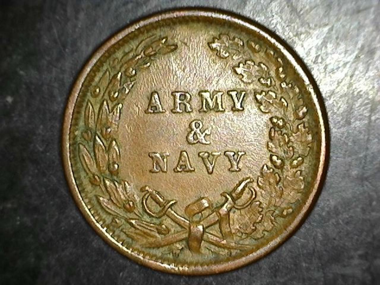 1863 Army Navy Civil War Token UNC