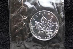 1999-2000 $5 1 oz. Silver Canadian Maple Leaf Privi Mark BU RCM Sealed