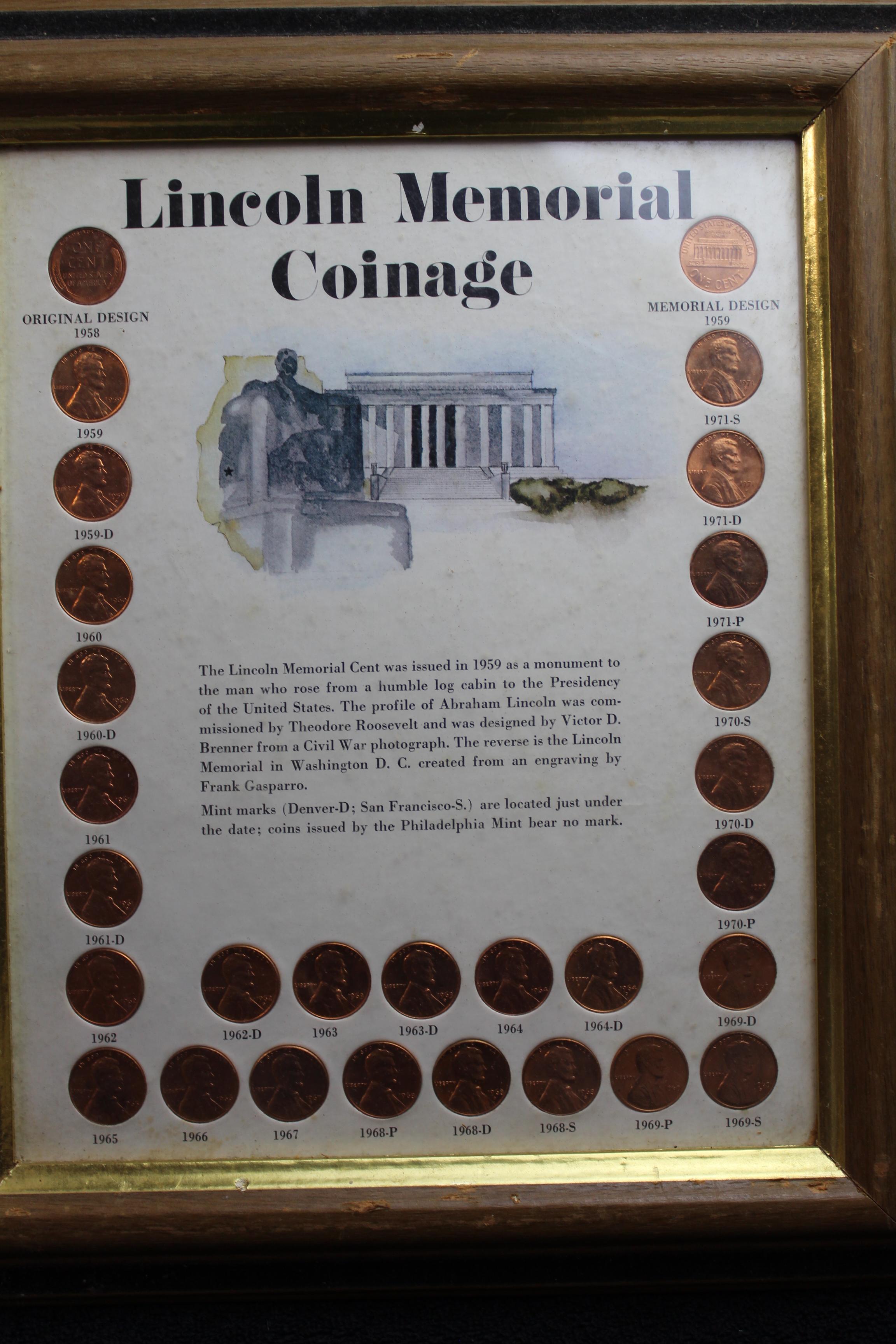 Lincoln Memorial Coinage Framed Set 1959-1970 P+D+S