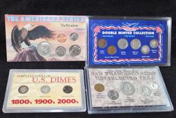 Lot of 4 Collections-Franklin-Kennedy-Barber-Mercury-Cents