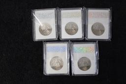 5 Kennedy Half Dollars 1997 P+D-1998 P+D 1999 P Professionally Graded MS 70