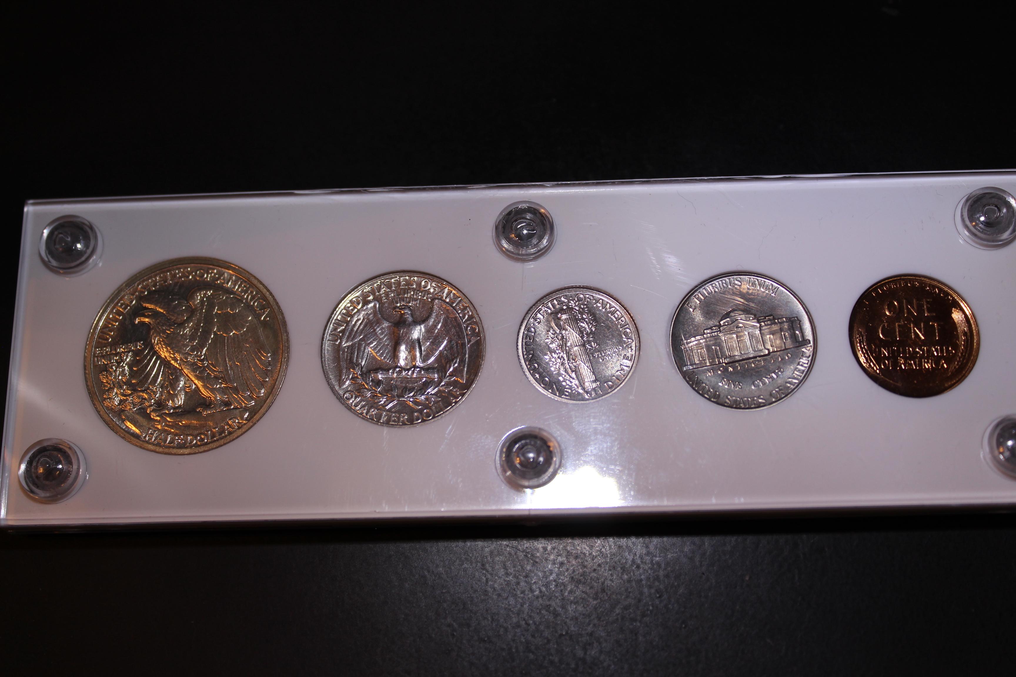 1938 Proof Set - Walking Liberty Half - Washington Quarter- Mercury Dime-Jefferson 5c-Lincoln 1c