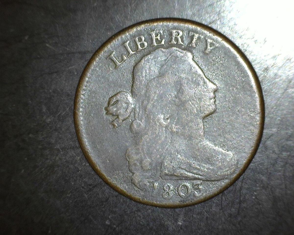 1803 Large Cent F/VF Small Date Die Break Rev