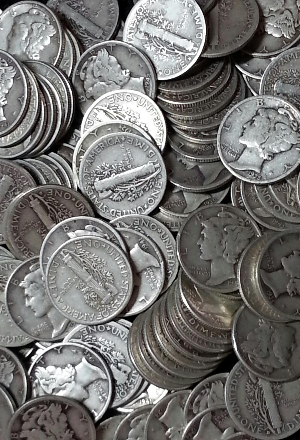 100 Silver Mercury Dimes