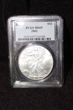 2002 1 oz. American Silver Eagle MS 69 PCGS