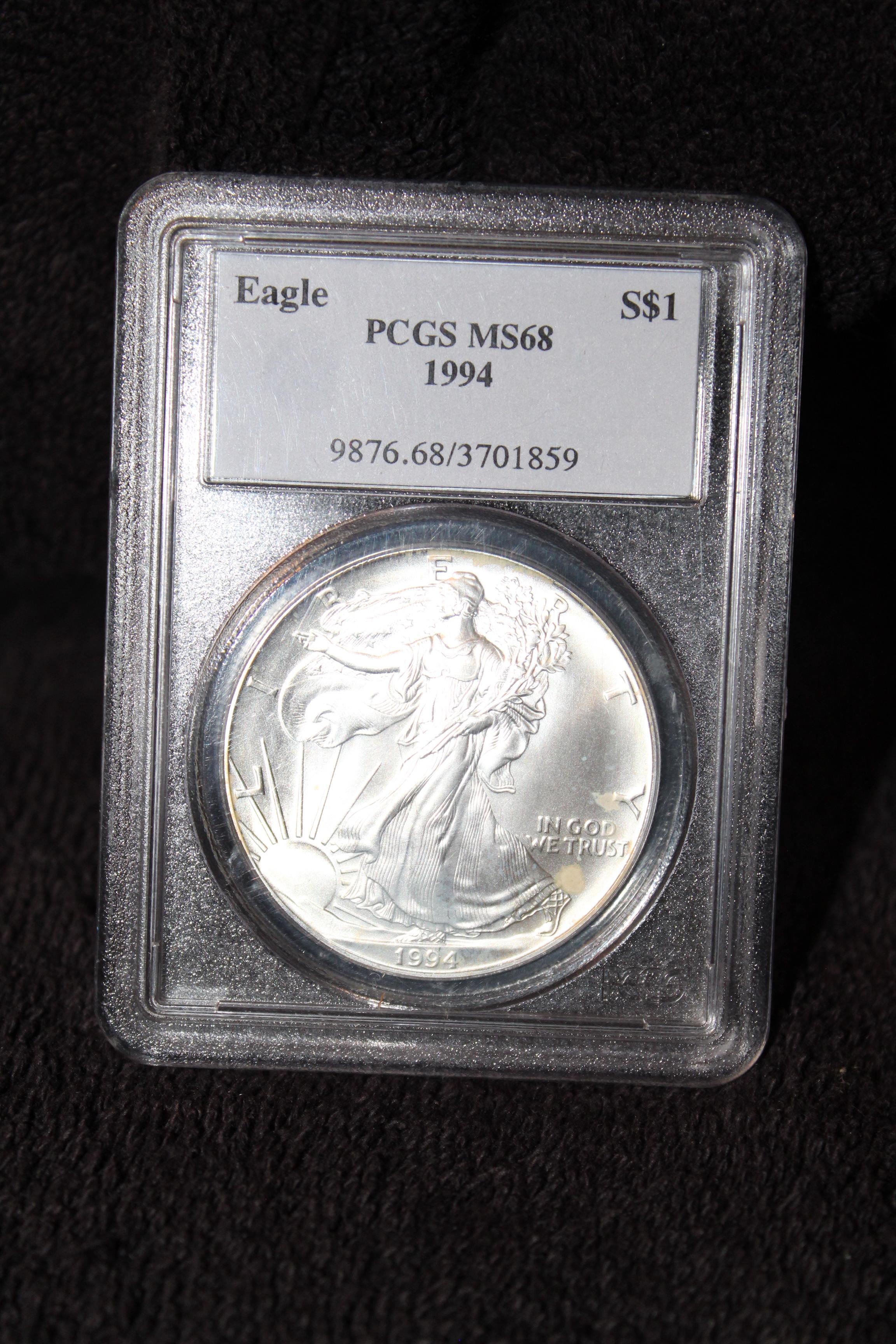 1994 1 oz. American Silver Eagle MS 68 PCGS