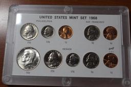 1968 10 Coin P&D Mint Set Capital Holder BU