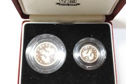 1990 Silver Proof Five Pence 2 coin set