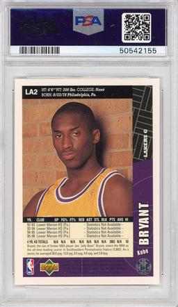 Graded 1996-97 Collector's Choice Kobe Bryant #LA2 Lakers Team Set Rookie RC Card PSA 10 Gem Mint