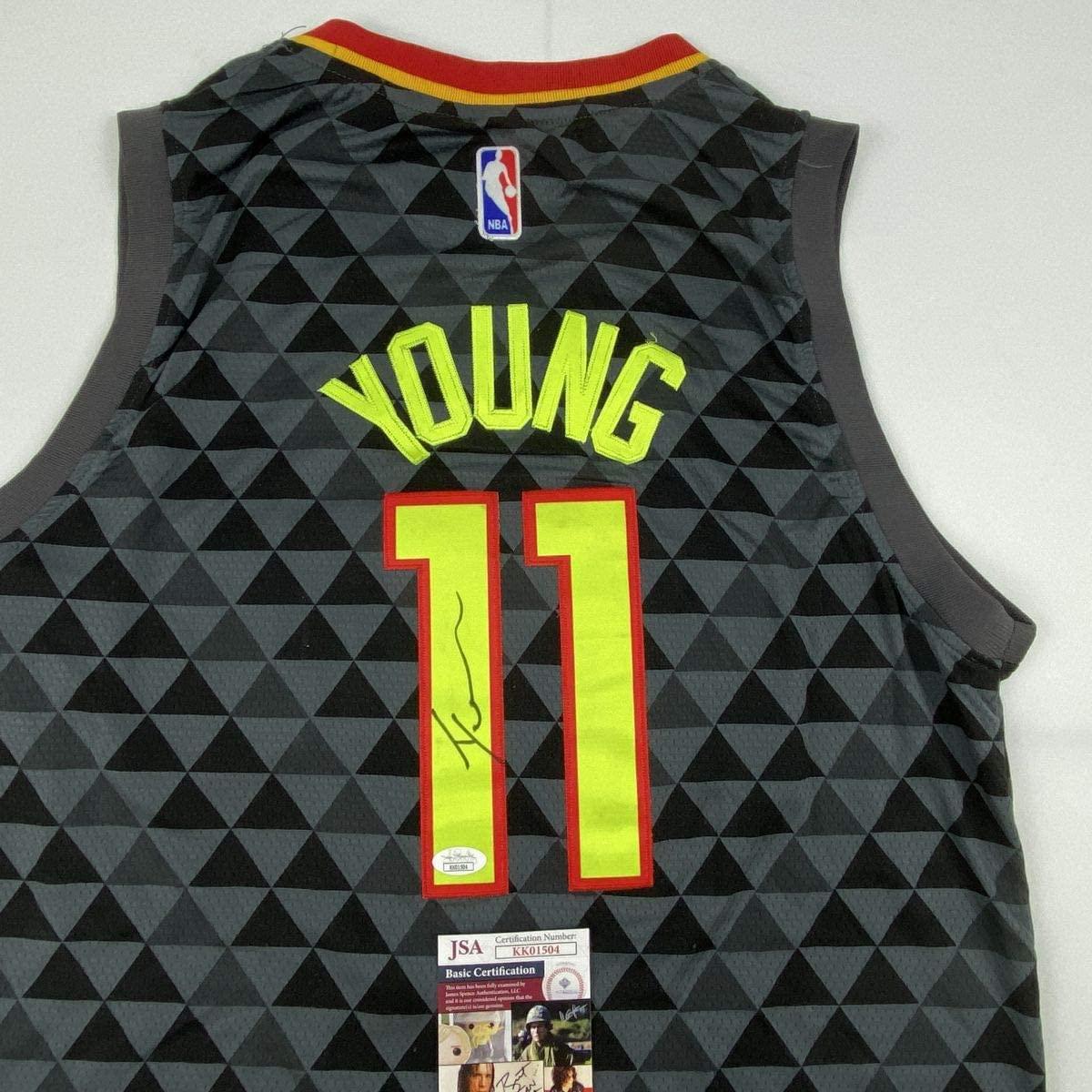 Autographed/Signed Trae Young Atlanta Black Basketball Jersey JSA COA