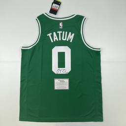 Autographed/Signed Jayson Tatum Boston Celtics Green Basketball Jersey Fanatics COA