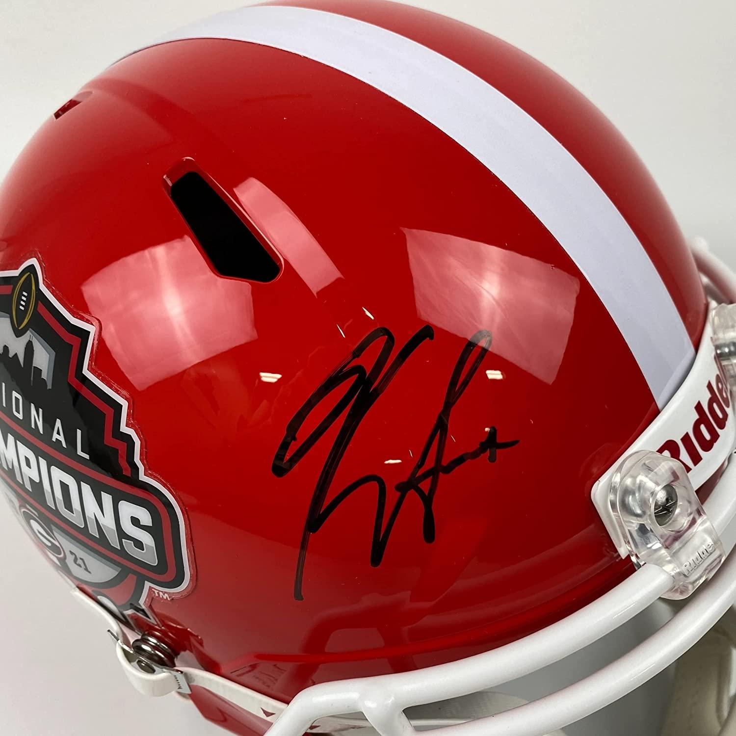 Autographed/Signed Kirby Smart Georgia Bulldogs 2021 National Champs FS Replica Helmet Fanatics COA