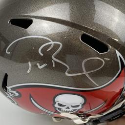 Autographed/Signed Tom Brady Tampa Bay Buccaneers Full Size FS Replica Football Helmet Fanatics COA