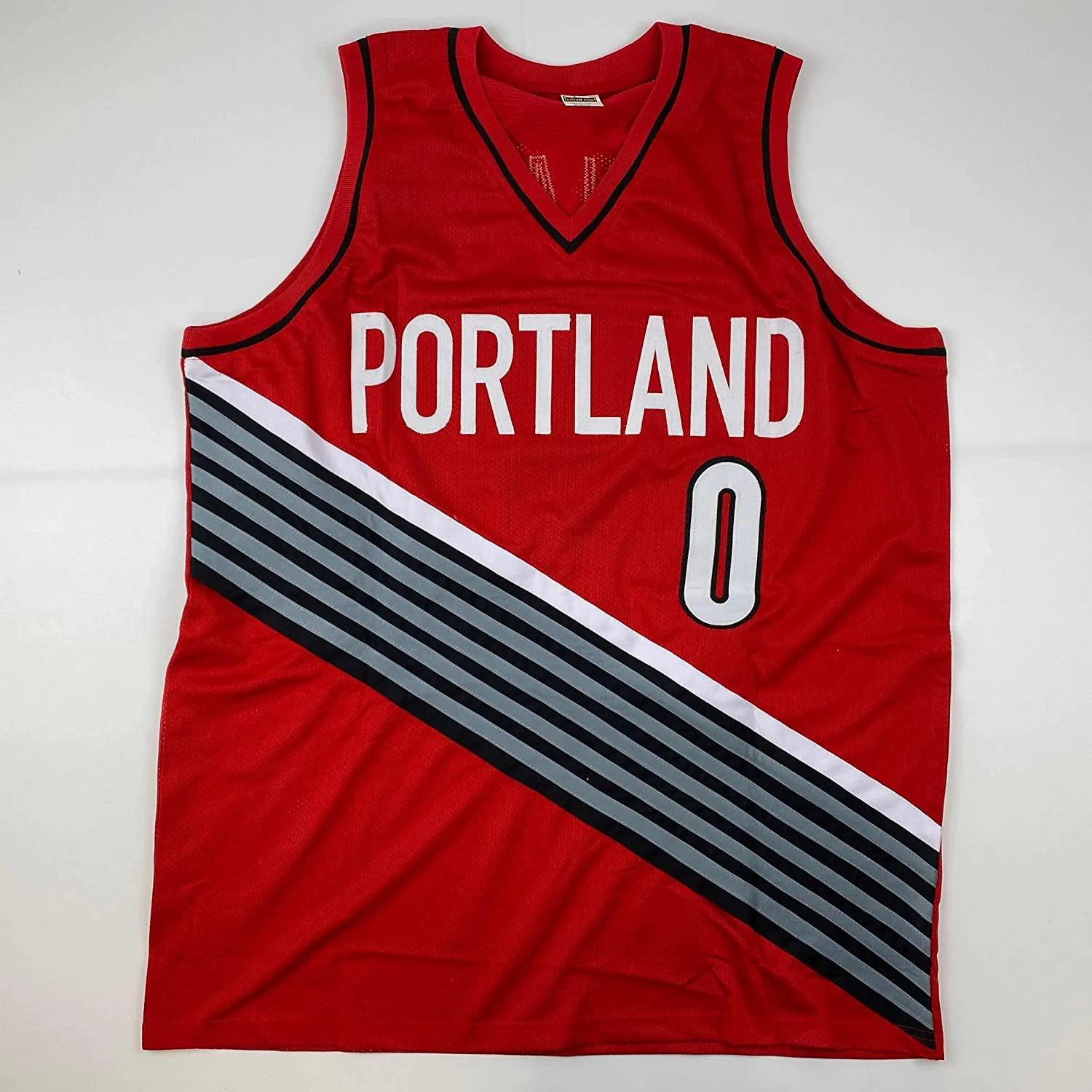 Autographed/Signed Damian Lillard Portland Red Basketball Jersey JSA COA