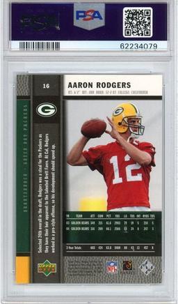 Graded 2005 Upper Deck UD Premiere Aaron Rodgers #16 Rookie RC Football Card PSA 10 Gem Mint