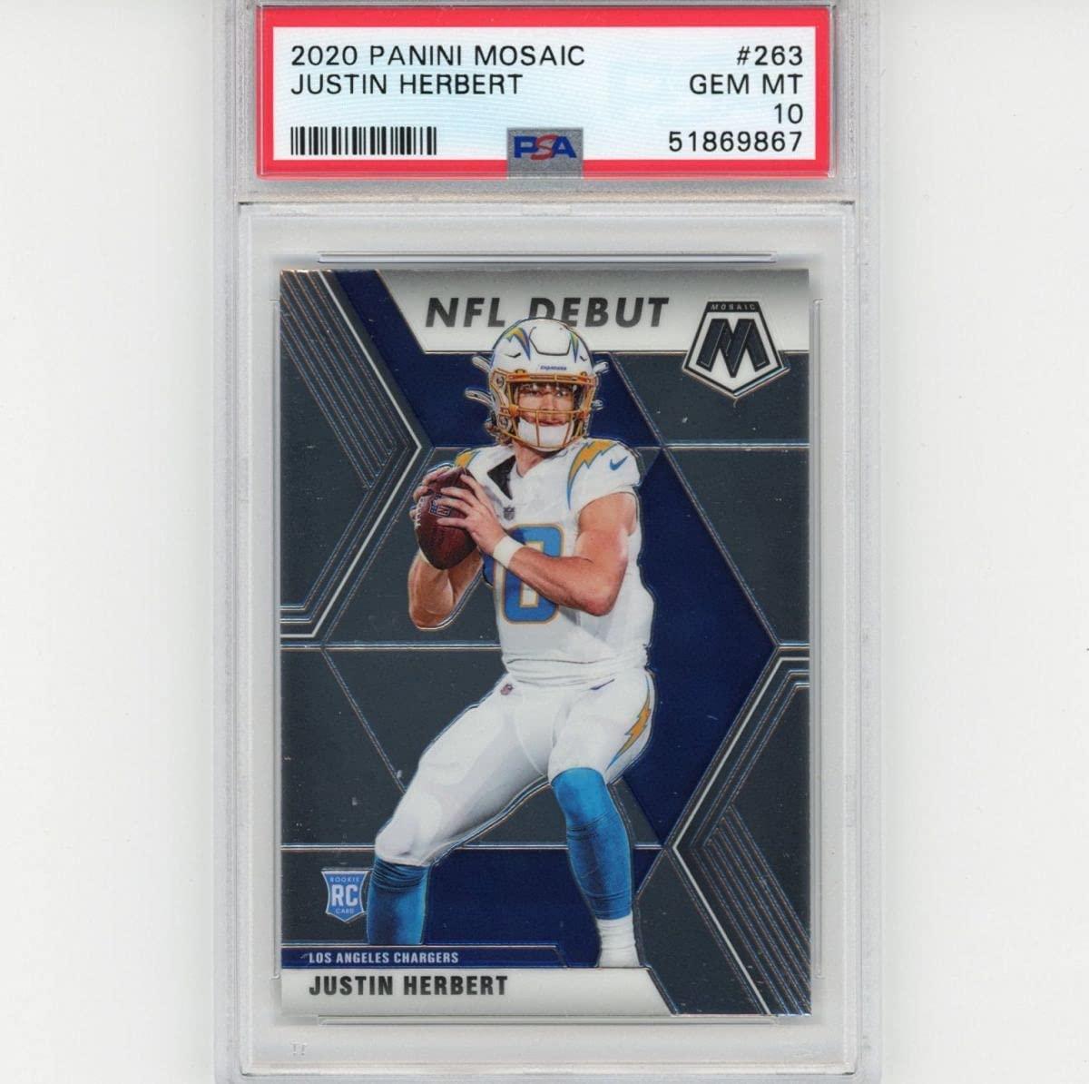 Graded 2020 Panini Mosaic Justin Herbert #263 Rookie RC Football Card PSA 10 Gem Mint