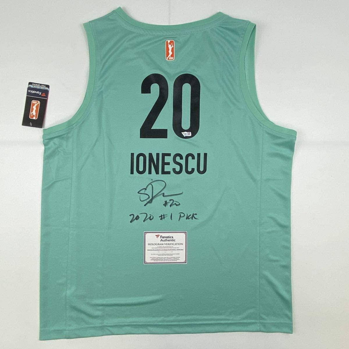 Autographed/Signed Sabrina Ionescu 2020#1 Pick New York Liberty Green Jersey Fanatics COA