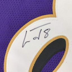 Autographed/Signed Lamar Jackson Baltimore Purple Football Jersey JSA COA