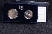 2 pc- 1994 World Cup Proof Commemorative UNC set Silver Dollar and Half BOX