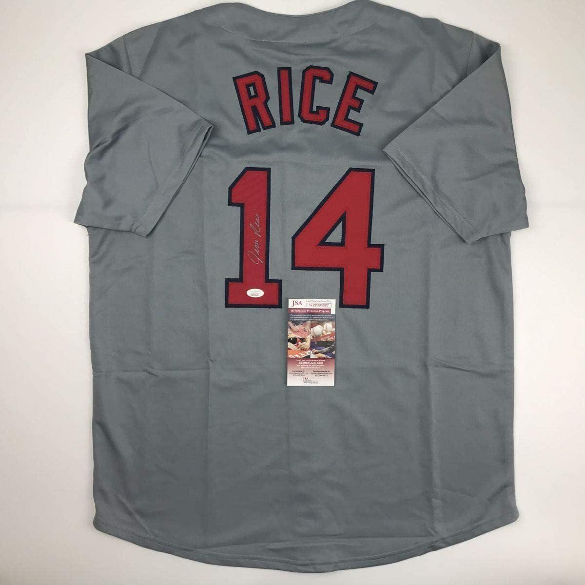 Autographed/Signed Jim Rice Boston Grey Baseball Jersey JSA COA