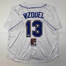 Autographed/Signed Omar Vizquel Seattle White Baseball Jersey JSA COA