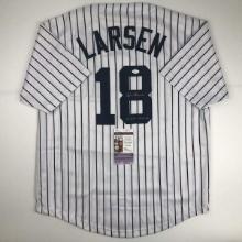 Autographed/Signed Don Larsen New York Pinstripe Baseball Jersey JSA COA