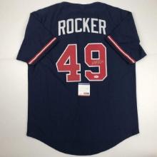 Autographed/Signed John Rocker Atlanta Blue Baseball Jersey PSA/DNA COA