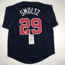 Autographed/Signed John Smoltz Atlanta Blue Baseball Jersey JSA COA