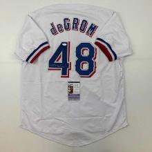 Autographed/Signed Jacob DeGrom Texas White Baseball Jersey JSA COA