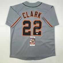 Autographed/Signed Jack Clark The Ripper San Francisco Grey Baseball Jersey JSA COA