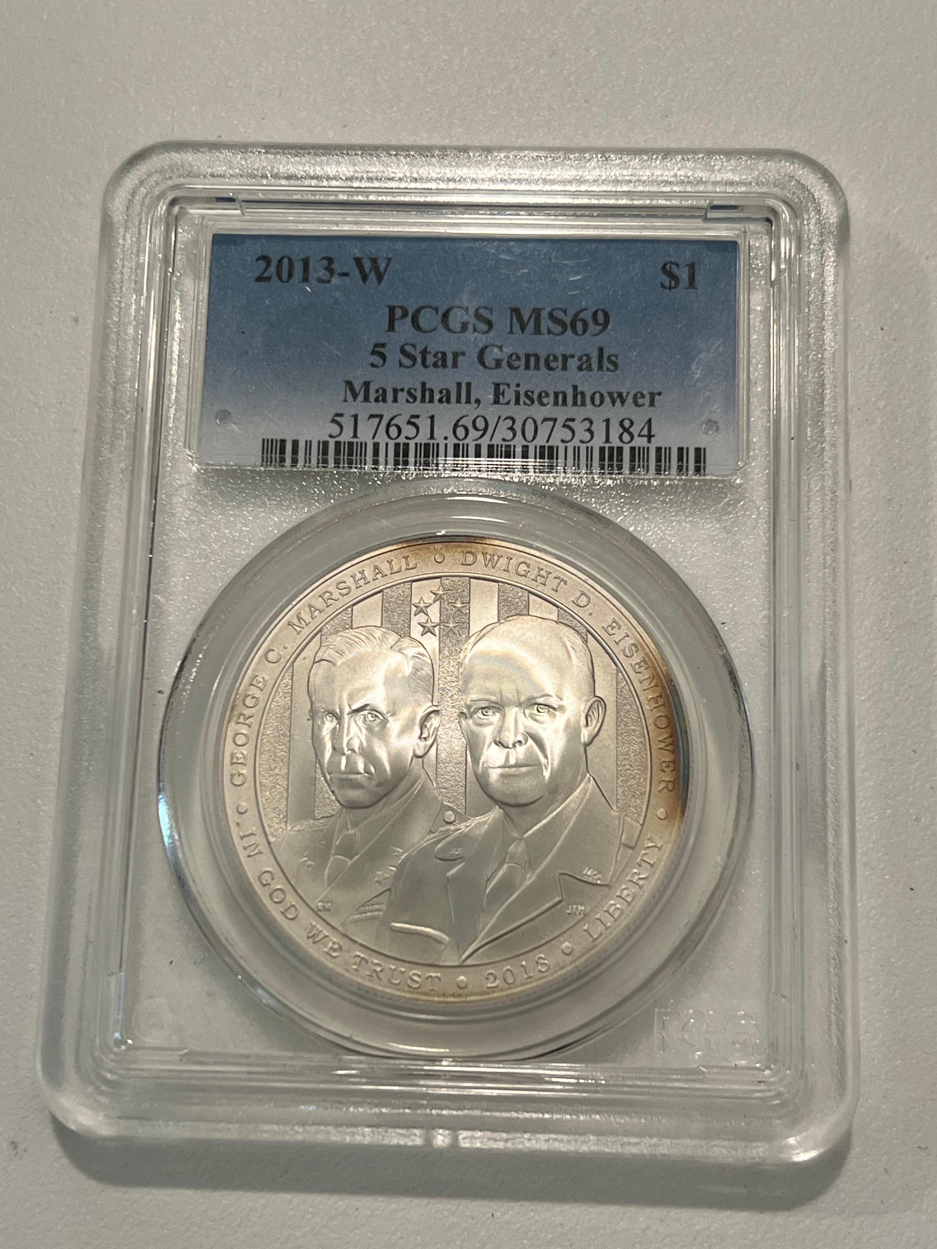 2013 W 5 Star Generals Marshall Eisenhower Silver $1 MS69 PCGS