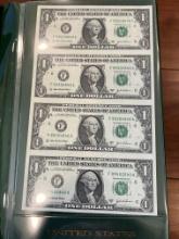 Folio of Mixed Currency  $1 - $2- $5 - Uncut Sheets BU Circulated Notes