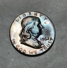 1962 Franklin Half Dollar PROOF Rainbow Toning