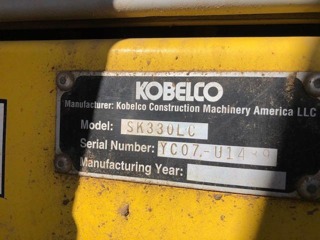 2007 KOBELCO SK330LC EXCAVATOR, S/N:YC07U1489, 6,485 HOURS
