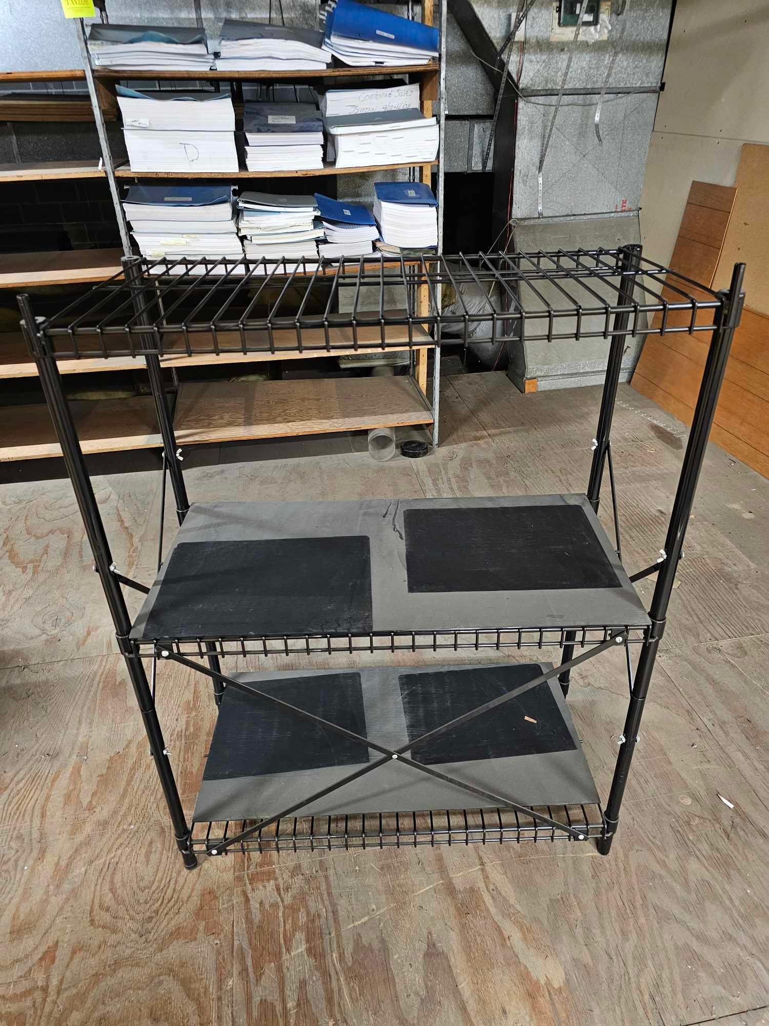 3 Tier Black Metal Shelving System