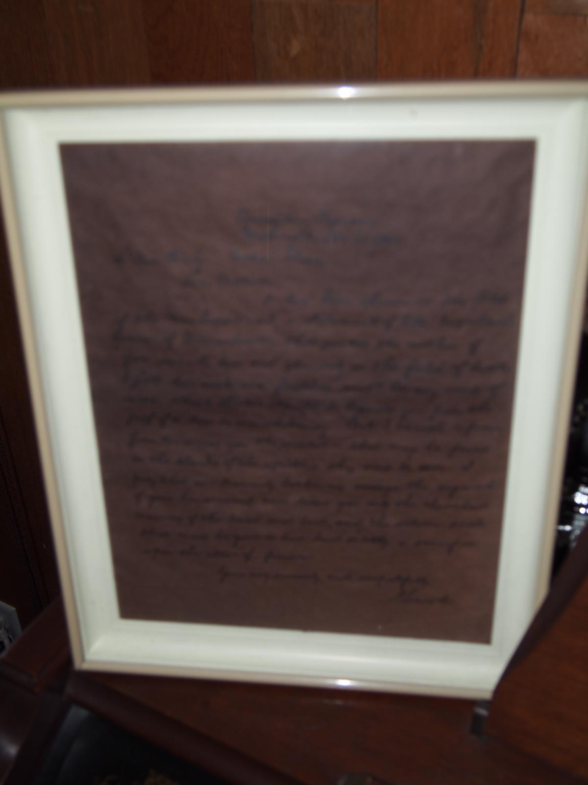 Framed letter