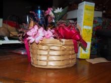 Wicker basket and flowers