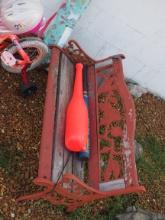 Vintage red cast iron bench