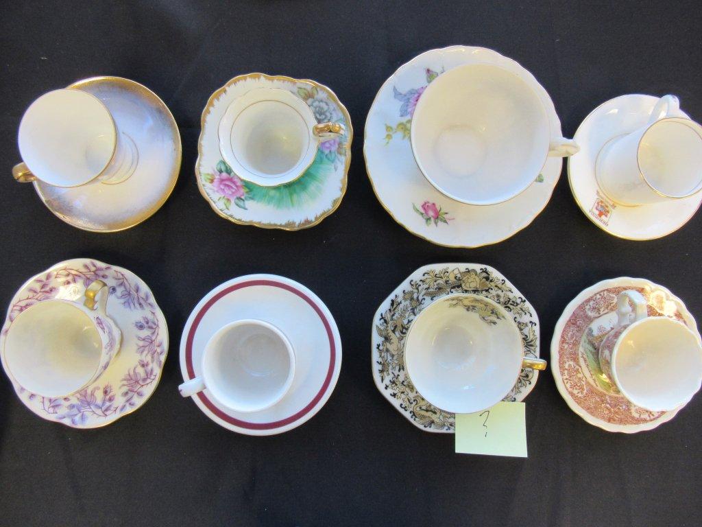 Lot of 8 Fine China Teacups & Saucers