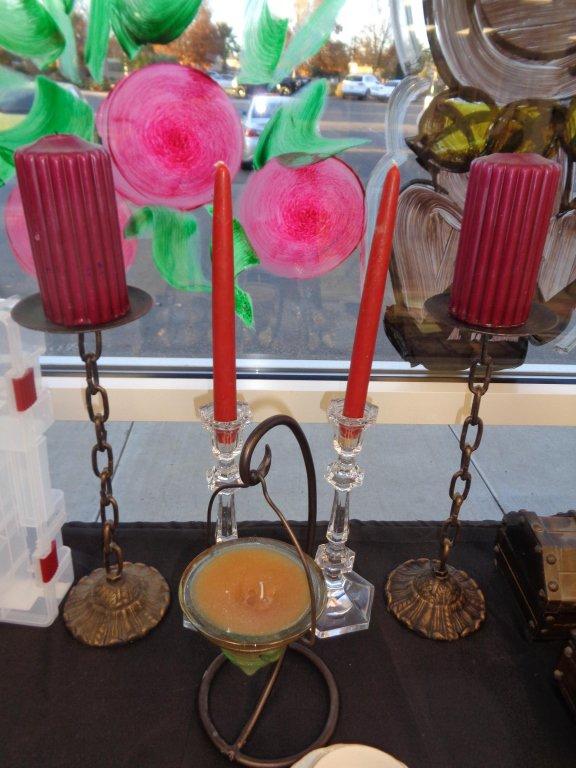 Lot of 5 Candle Holders with Candles