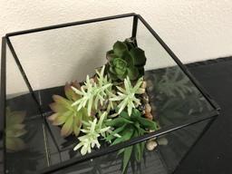 Terrarium - Glass with Faux Succulent Plants