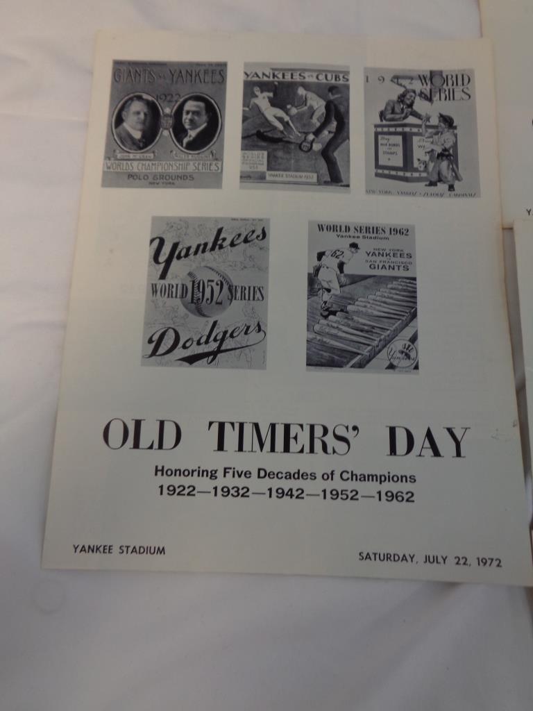 VTG Yankees Stadium Old Timers Brochure and Menu