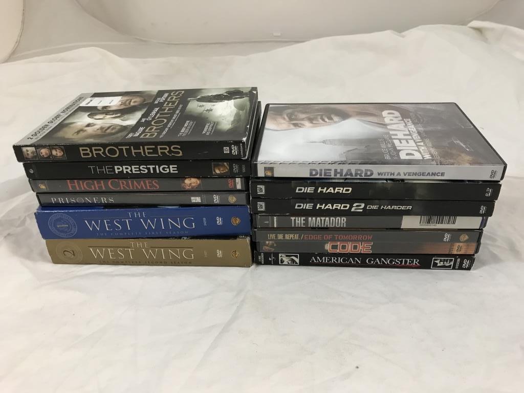 Lot of 13 Various Titles DVDS West Wing, Die Hard