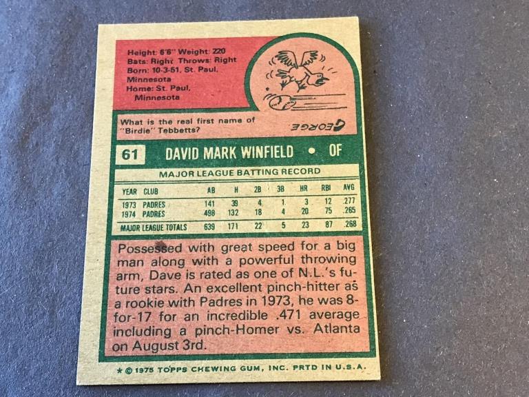 1975 Topps Mini #61 Dave Winfield Baseball Card