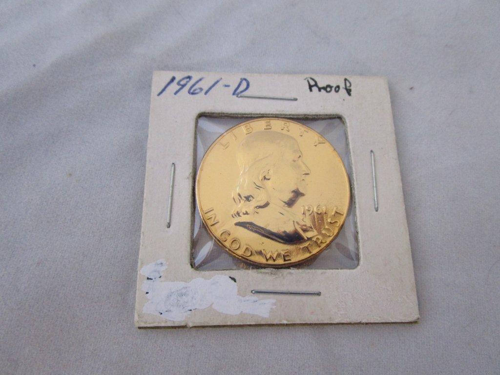 1961D Gold Plated  Ben Franklin Silver Half Dollar