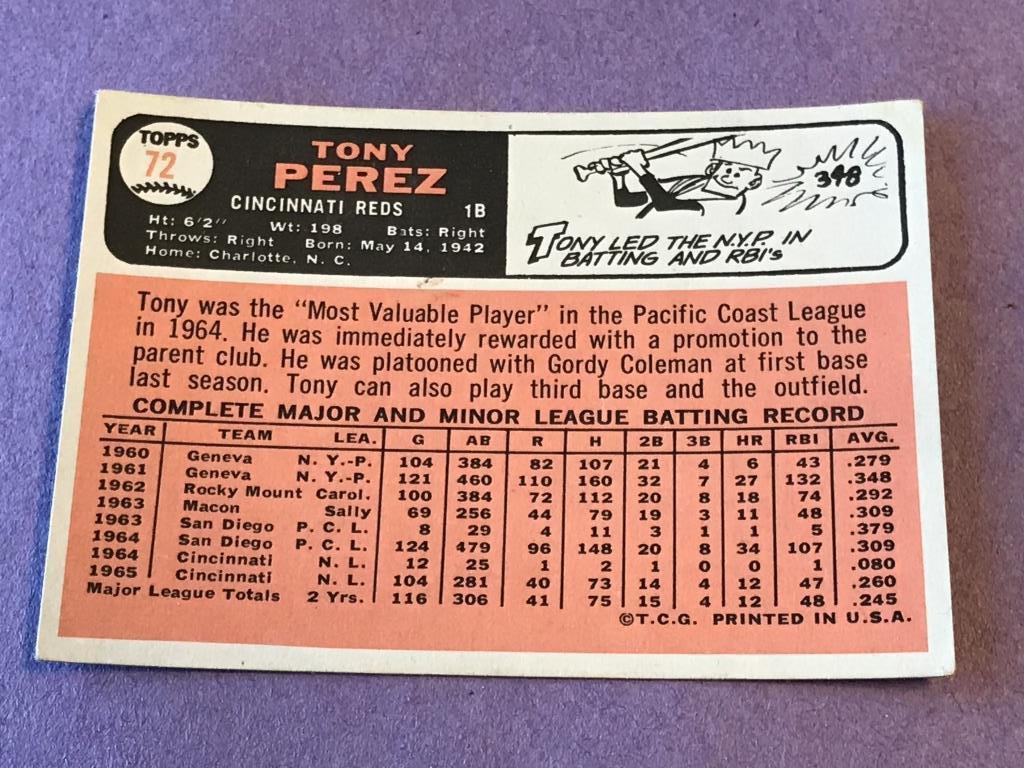 1966 Topps #72 Tony Perez  HOF Reds