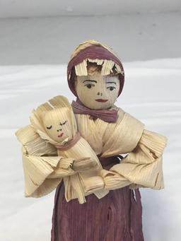 Corn Husk Doll "Mother holding Baby" 8"